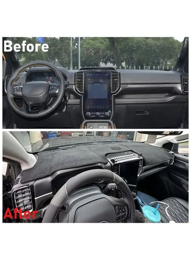 Black RHD Dashboard Cover Mat For Ford Ranger T9 2022 2024 Car Accessories - Image 2